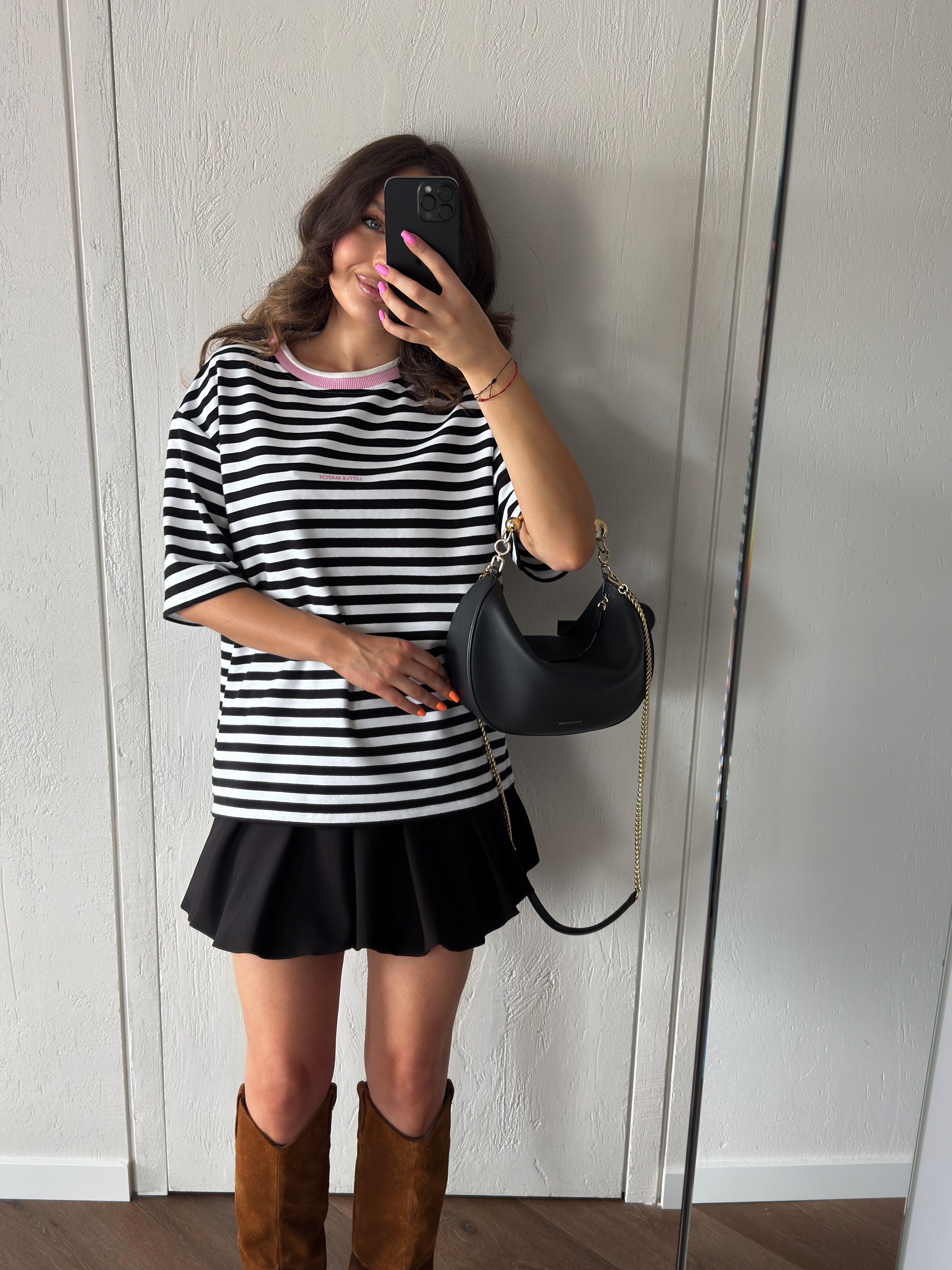 PINK KISS BLACK STRIPES PALAIDINĖ