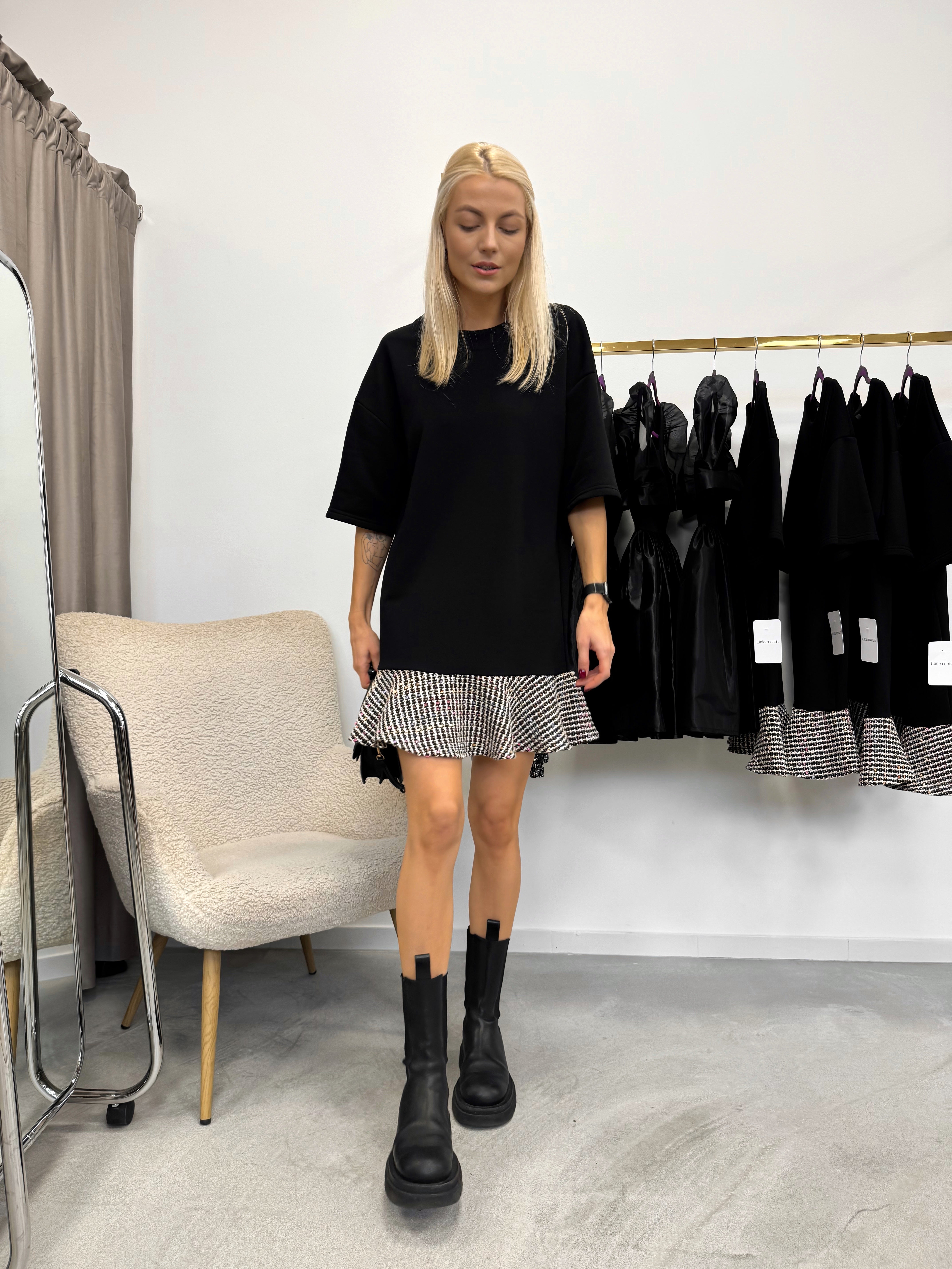 BLACK TWEED DRESS suknelė